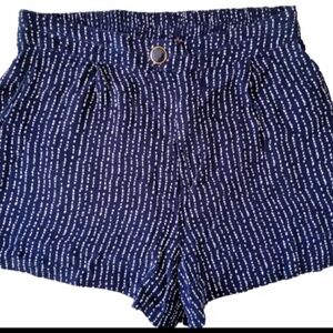 Anthropologie Navy and White High Waist Shorts